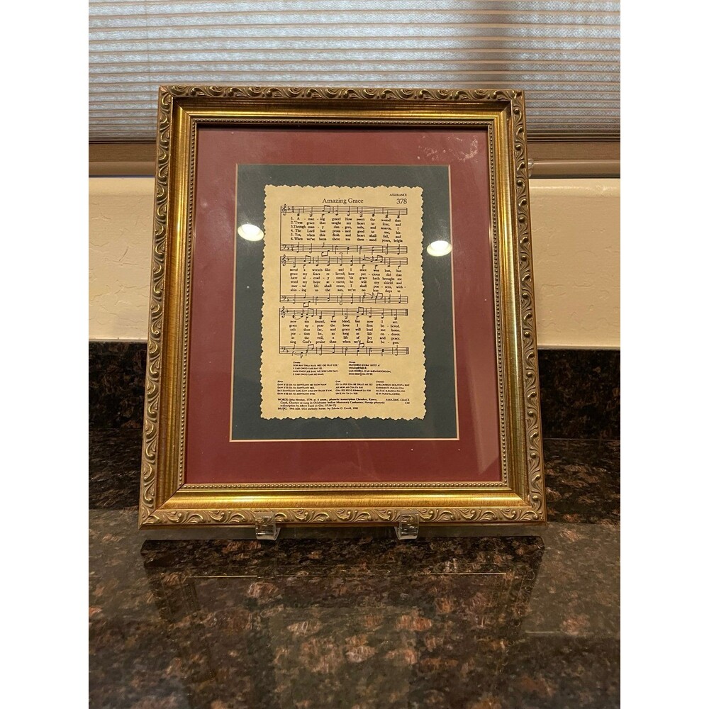 Vintage "Amazing Grace" Framed Sheet Music "Home & Garden Party"